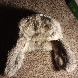 Mad Bomber Real Rabbit Fur Lined Hat Medium white